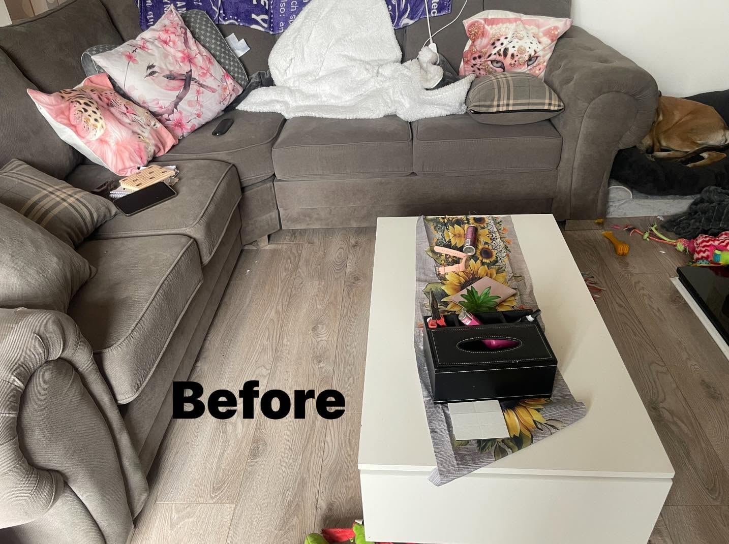 Before decluttering and cleaning