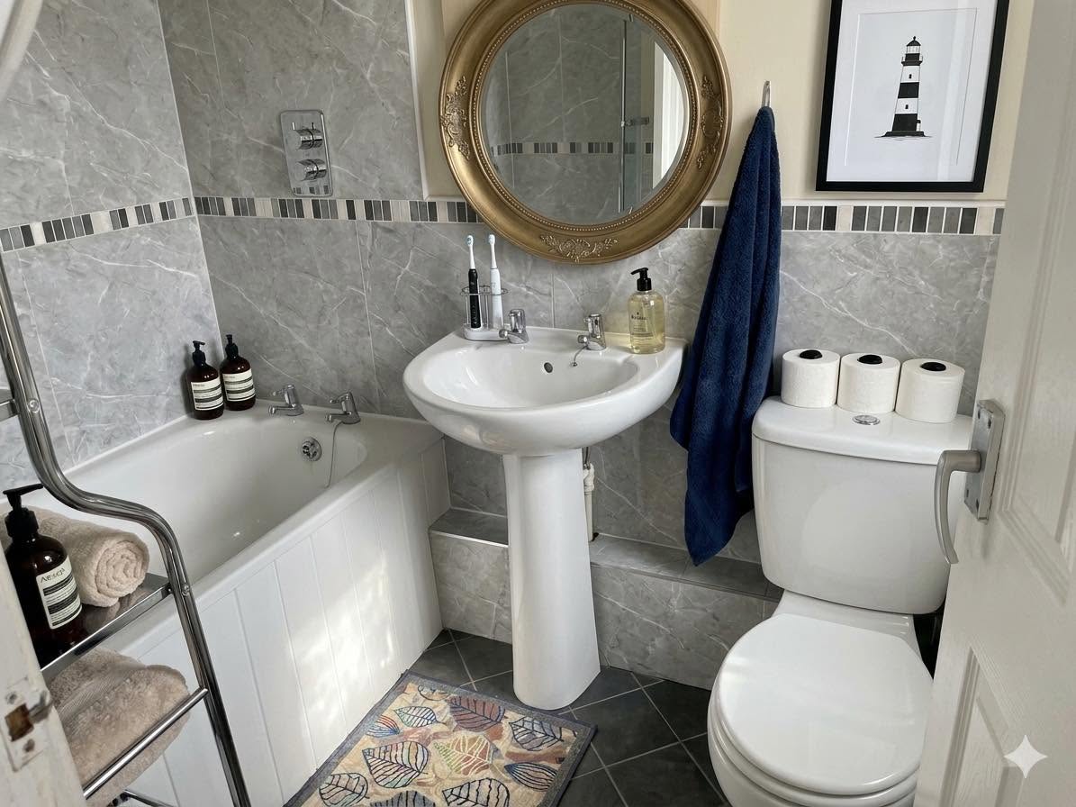 Bright, clean bathroom